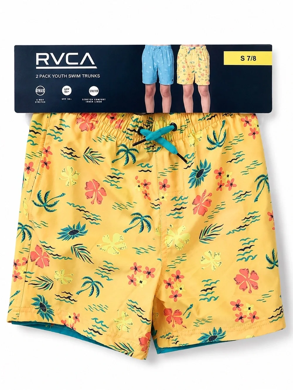 RVCA Teal & Yellow Tropical Print Hybrid Shorts set new with tags
